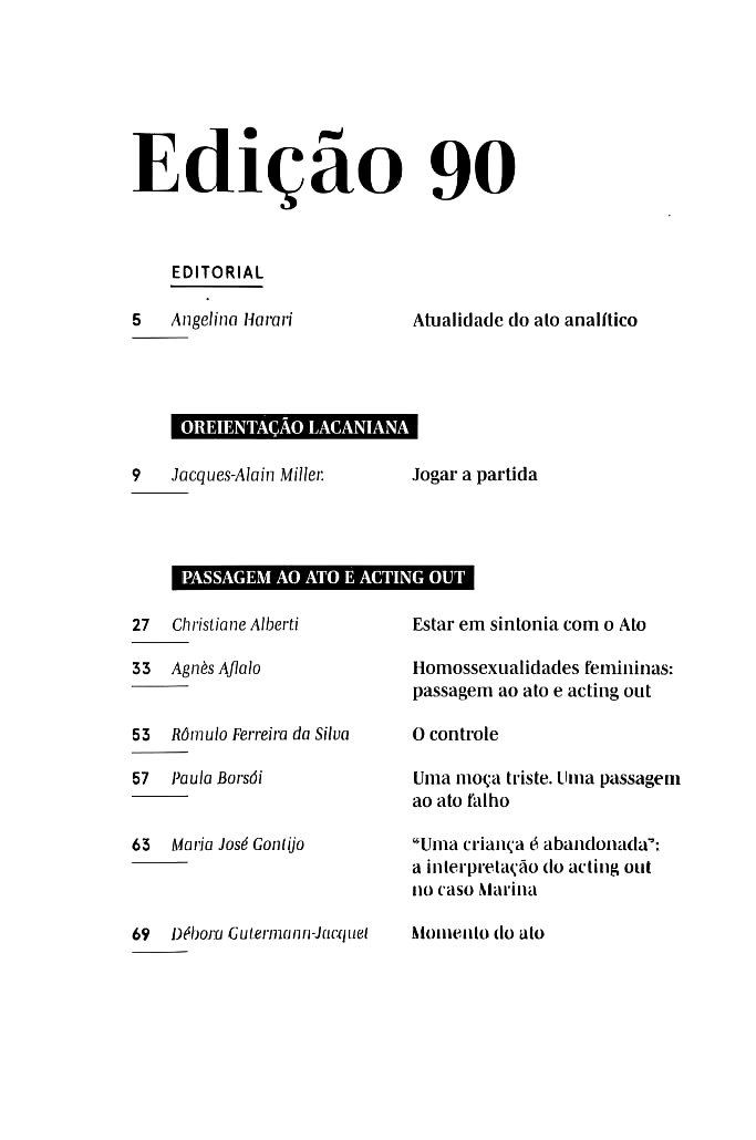 Imagem de OPÇÃO LACANIANA 90