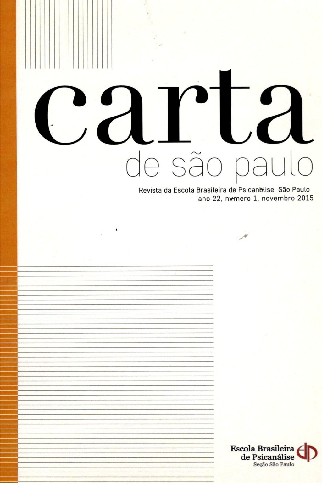 Imagem de CARTA DE SÃO PAULO - ANO 22 N°1 NOVEMBRO 2015