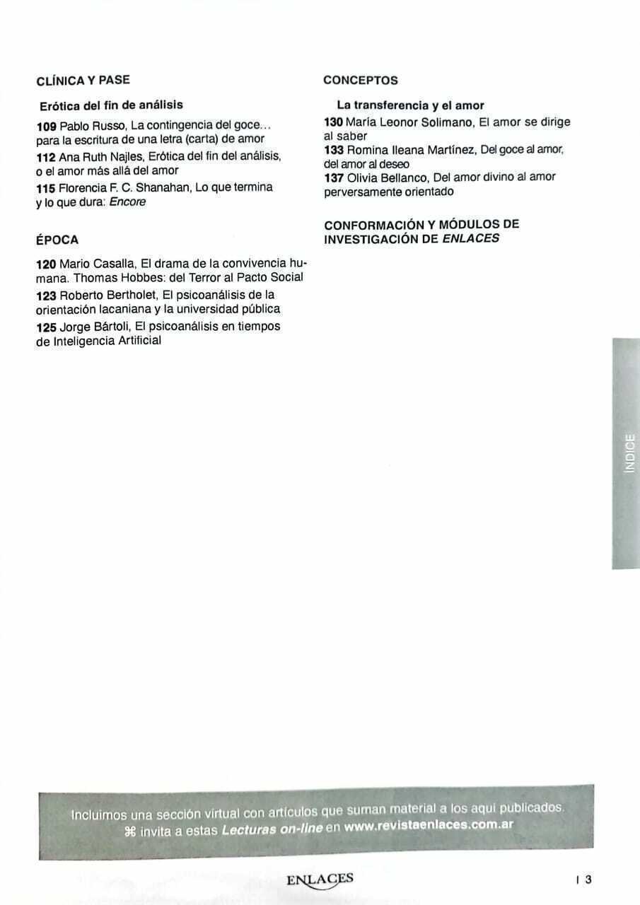 Imagem de ENLACES 30 - PSICOANÁLISIS Y CULTURA