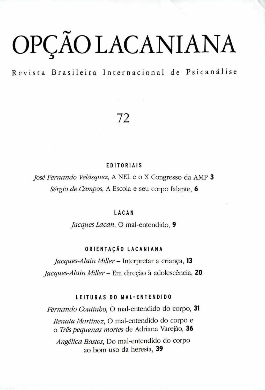 Imagem de OPÇÃO LACANIANA 72