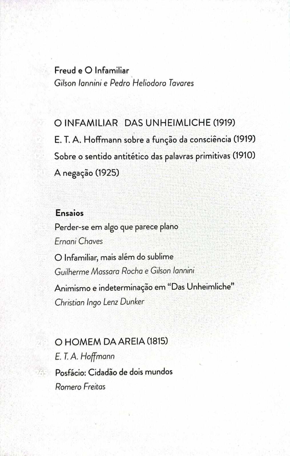 Imagem de O INFAMILIAR [DAS UNHEIMLICHE] EDIÇÃO COMEMORATIVA BILÍNGUE (1919-2019)
